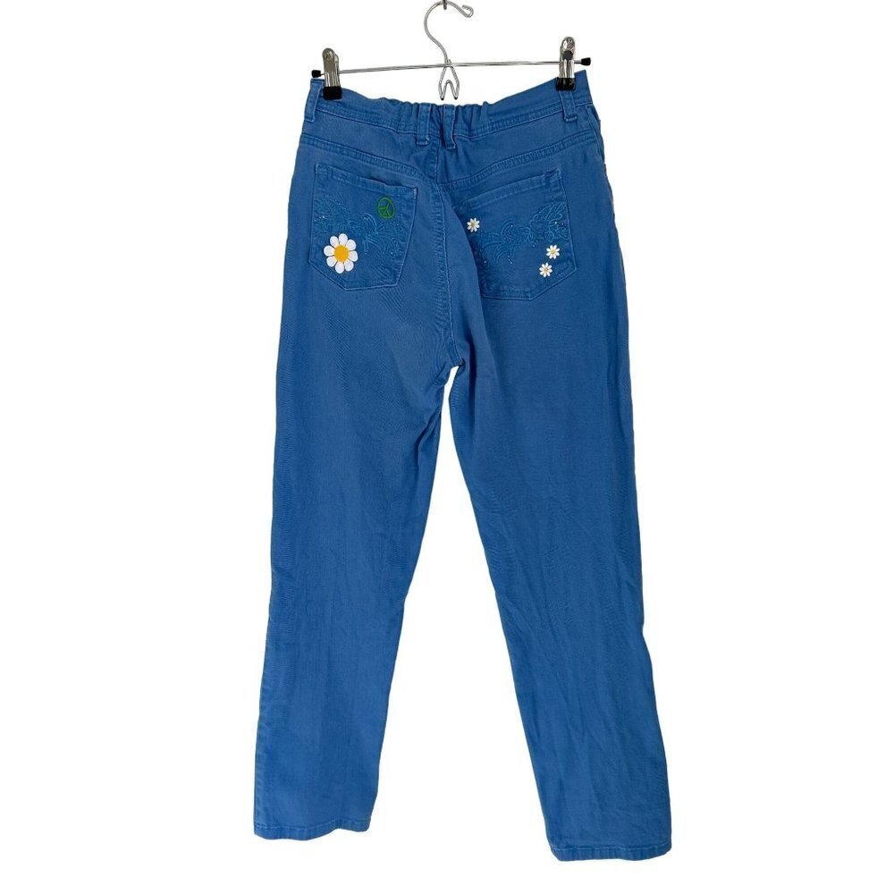 Gloria Vanderbild Blue Jeans with Daisies LOVE PEACE Embroidered Patches - Picture 7 of 14